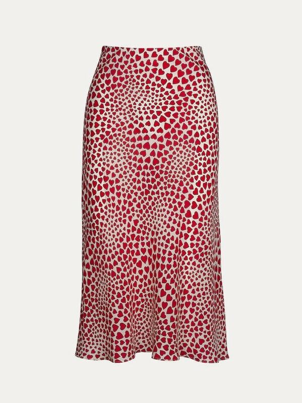 النمط الفرنسي الصغيرة ديزي القلب ليوبارد طباعة الحرير البوق التنانير Vintage شيك المرأة الصيف تنورة وسط ضئيلة غير رسمية