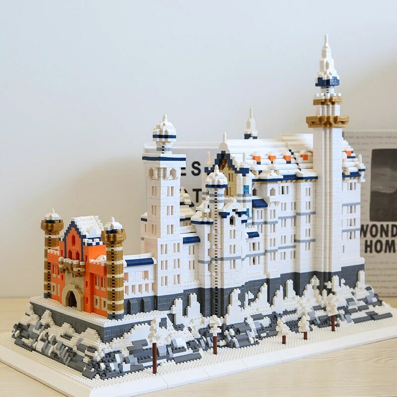 ZRK 7828 العمارة العالمية الشتاء سوان ستون القلعة نموذج شجرة الثلج كتل الماس الصغيرة الطوب بناء لعبة للأطفال لا صندوق #3