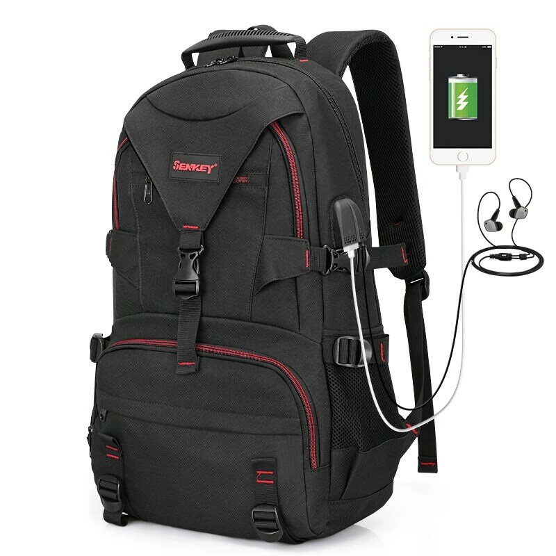 SenkeyStyle حقائب الظهر للرجال جودة عالية أكسفورد حقيبة سفر مقاوم للماء قدرة عالية 2021 موضة الذكور الظهر شحن USB