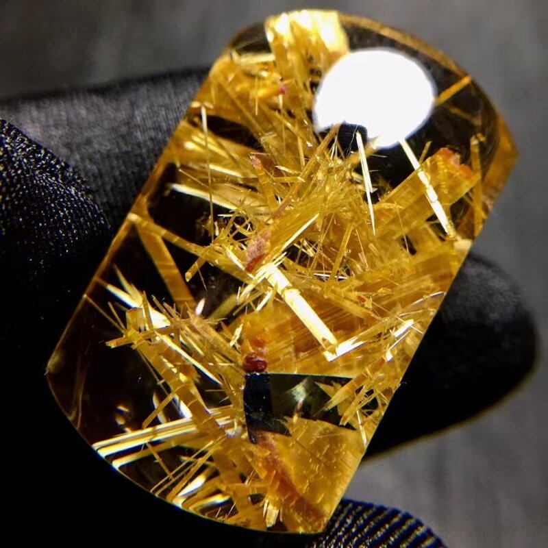 الذهب الطبيعي Rutilated الكوارتز مستطيل قلادة 33*20.7*11.7 مللي متر كريستال موضة قلادة مجوهرات حقيقية AAAAAA