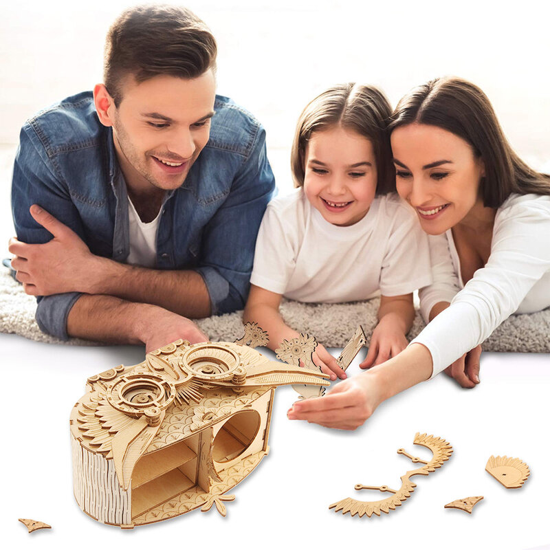 خشبية لغز الحيوانات شكل ثلاثية الأبعاد DIY بها بنفسك الحرف الخشبية للبالغين الاطفال لعبة هدية ديكور المنزل نموذج بنة ألعاب مجموعات لوازم