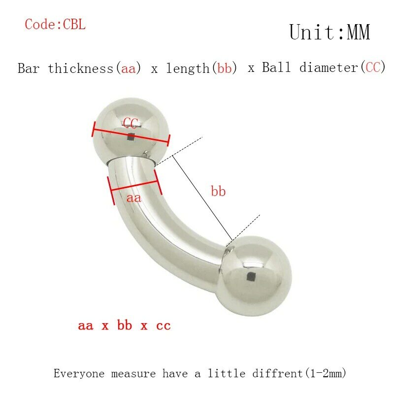 3 مللي متر إلى 12 مللي متر سمك 316L الفولاذ المقاوم للصدأ هيئة ثقب الحديد الأعضاء التناسلية ثقب مجوهرات للجسم الحديد المنحني ثقب الحديد