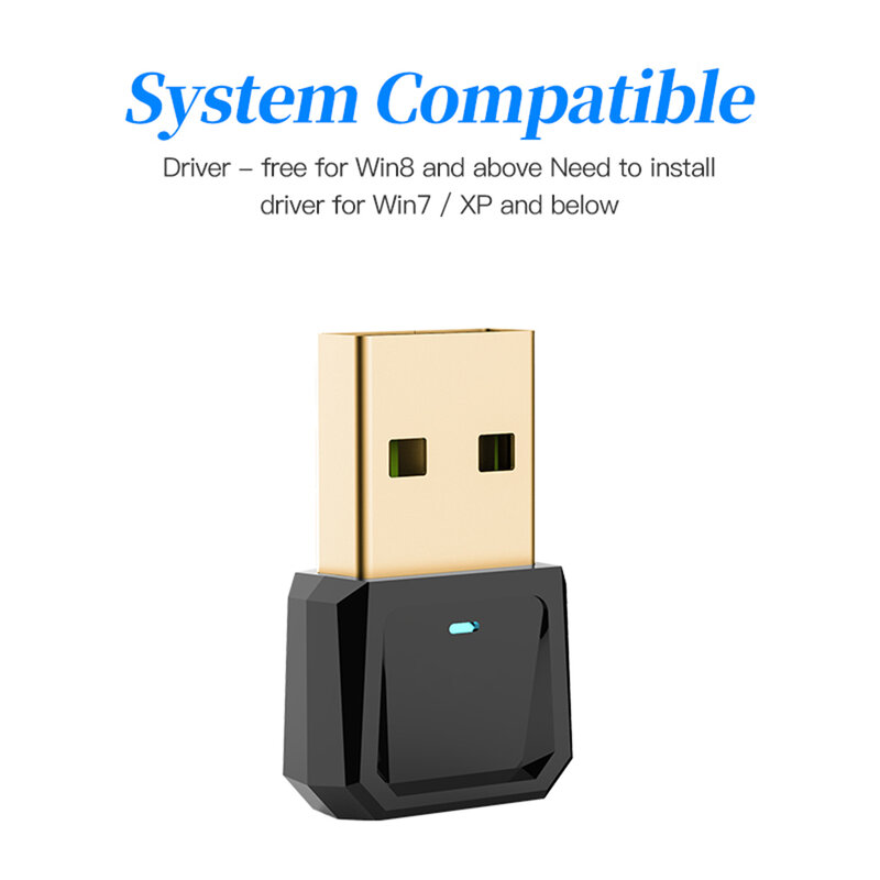 محول USB صغير لاسلكي Bluetooth 5.0 ، جهاز إرسال دونجل مزدوج الوضع لأجهزة الكمبيوتر المحمول والكمبيوتر الشخصي وجهاز استقبال Bluetooth