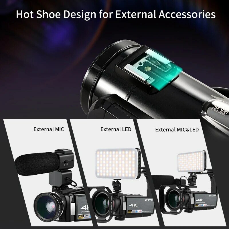 ملحقات الميكروفون مفيد عدسة واسعة الزاوية الحذاء الساخن 4K مثبتات كاميرا فيديو