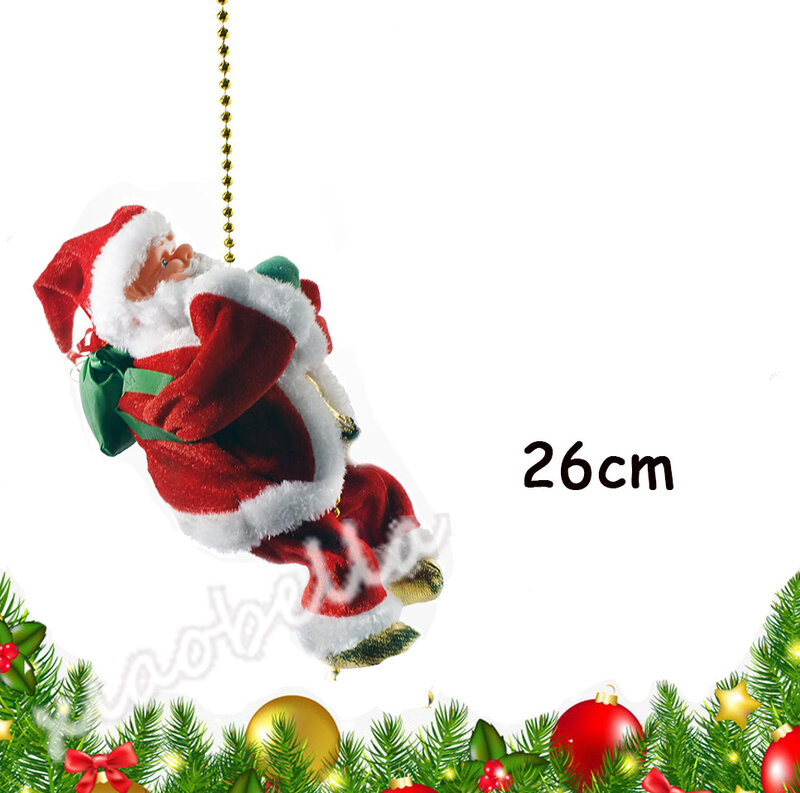 26 سنتيمتر بطارية تعمل حبل تسلق سانتا كلوز الموسيقية اللعب ل تعليق شجرة الكريسماس قلادة حلية ديكور X-mas ديكورات