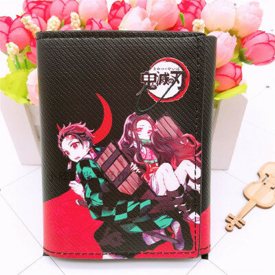 1 قطعة Kimetsu لا Yaiba الأزياء أنيمي بو محفظة قصيرة أكياس محافظ زيبر معدنية عارضة المحافظ بطاقة للجنسين هدايا