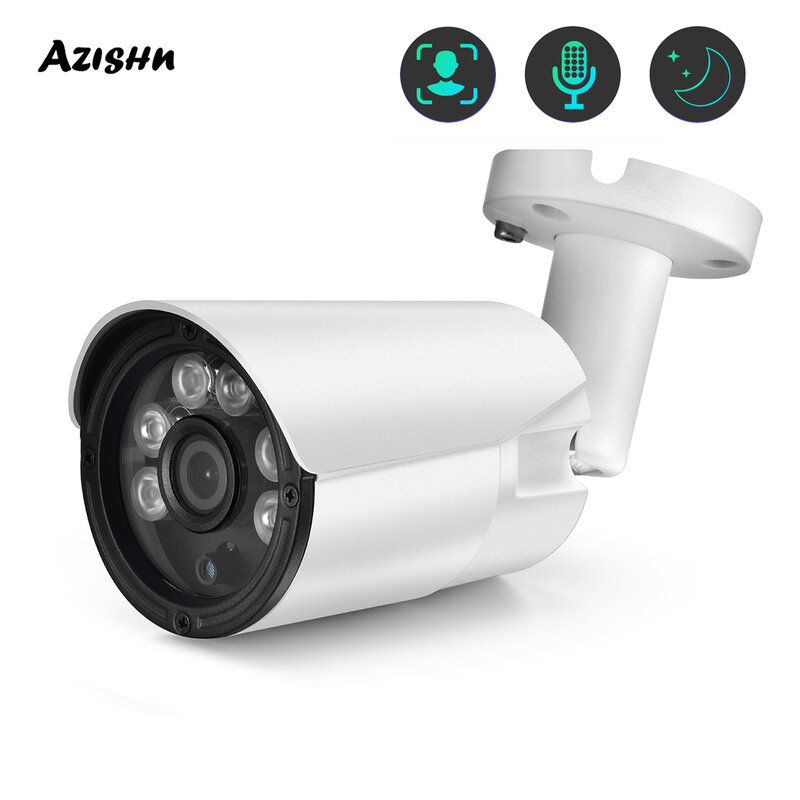 8MP 5MP AZISHN H265 HD 4K IP كاميرا كشف الوجه في الهواء الطلق مقاوم للماء رصاصة CCTV لنظام POE NVR كاميرا حماية الأمن