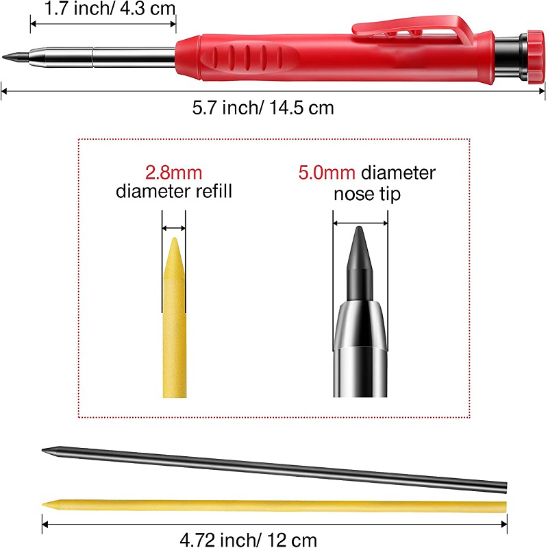 الجرافيت الألغام الملء قلم تحديد ل النجارة المدمج في مبراة ثقب عميق الميكانيكية قلم رصاص ماركر بمناسبة أداة دروبشيبينغ