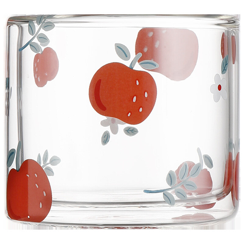الإبداعية مزدوجة كوب ماء زجاجي لطيف التفاح البرسيمون الطباعة مقاومة للحرارة القهوة الحليب أكواب عصير المنزل عالية القيمة الزجاج #5