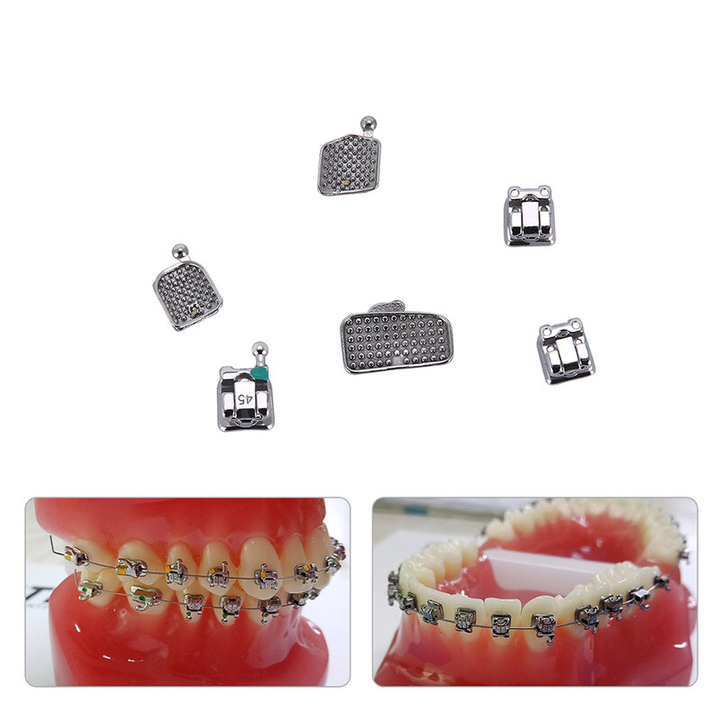 10 عبوات من دعامة تقويم الأسنان AZDENT دعامة تقويمية ذاتية اللصق روث MBT 0.022 3 4 5 خطاف مع أنابيب الشدق MIM قطعة واحدة