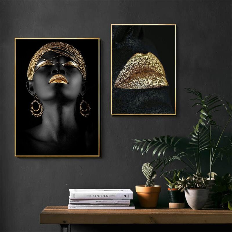 لوحات زيتية فنية حديثة ، ملصقات نسائية أفريقية سوداء ، ملصقات ومطبوعات ، صور فنية الشمال لتزيين الحائط والمنزل