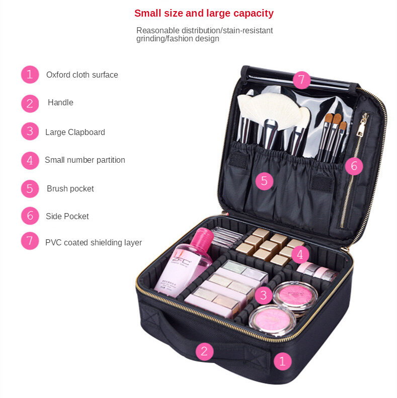 متعددة الوظائف حقائب مستحضرات التجميل المحمولة السفر أدوات الزينة المنظم حقائب طالب مبتدئ مخزن للمكياج الحقيبة الملحقات