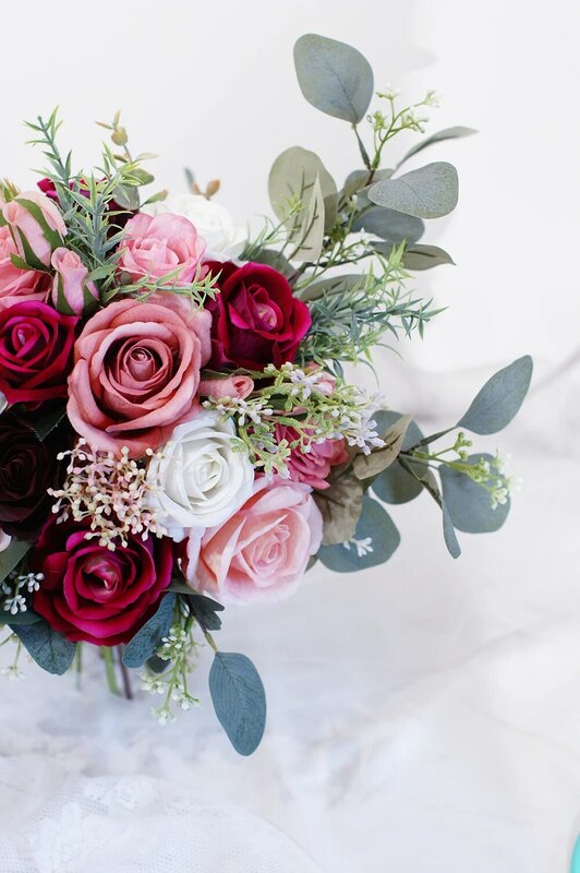 SESTHFAR-باقة زهور الزفاف ، وردي فوشيا ، عتيق ، Rmo De Novia ، باقة الزفاف الاصطناعية ، 2021 #5