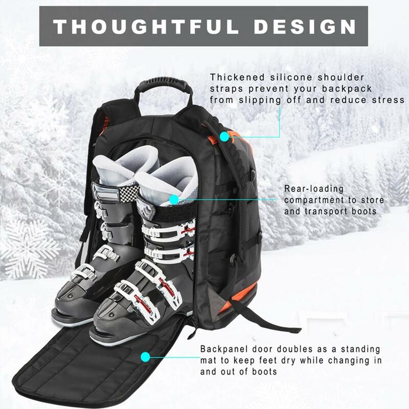حقيبة أغراض التزلج 50L سعة كبيرة تخزين الأحذية خوذة الملابس يمكن وضعها الزلاجات على ظهره مع قابل للتعديل مقاوم للماء