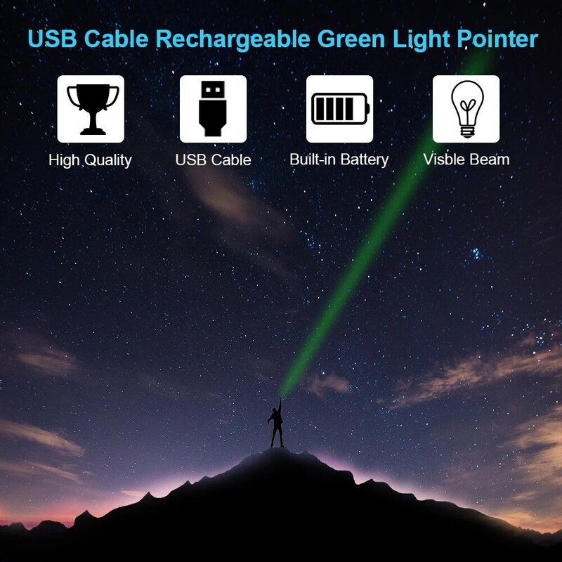 مؤشر ليزر التكتيكية عالية الطاقة USB قابلة للشحن قلم ليزر مصباح يدوي أخضر/أحمر/أرجواني 303 مؤشر البصر التركيز قابل للتعديل