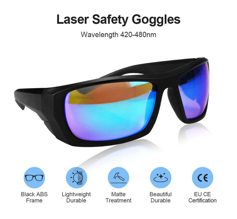 Wainlux نظارات حماية الليزر 420-480nm OD4 + الأشعة فوق البنفسجية لحام نظارات حماية العين العمل مختبر واضح عدسة