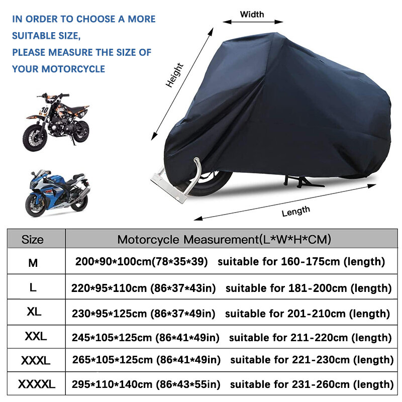 م L XL 2XL 3XL 4XL جديد غطاء دراجة نارية كل موسم UV واقية في الهواء الطلق مقاوم للماء الغبار منع الثلوج