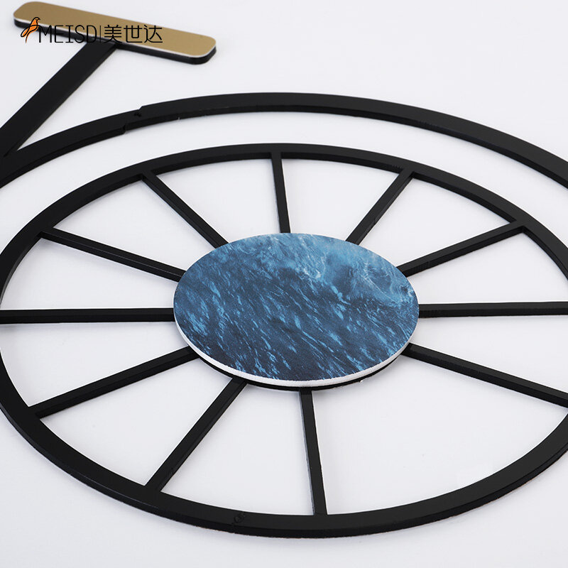 MEISD الأزرق الدراجة مصمم ساعة حائط ملصق ساعة الإبداعية الكوارتز غرفة المطبخ الصامت Horloge المنزل فن الديكور شحن مجاني