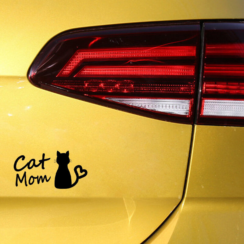 OFK القط أمي سيارة ملصق مضحك ملصق حائط من الفينيل‏ ديكور أسود فضي 13 سنتيمتر * 6.7 سنتيمتر