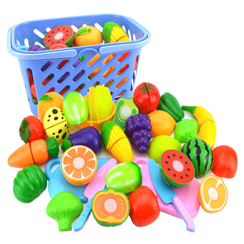 24 قطعة التظاهر اللعب مجموعة البلاستيك الغذاء لعبة DIY بها بنفسك لعبة قطع الفاكهة طعام خضروات التظاهر اللعب لعب للأطفال التعليمية هدية