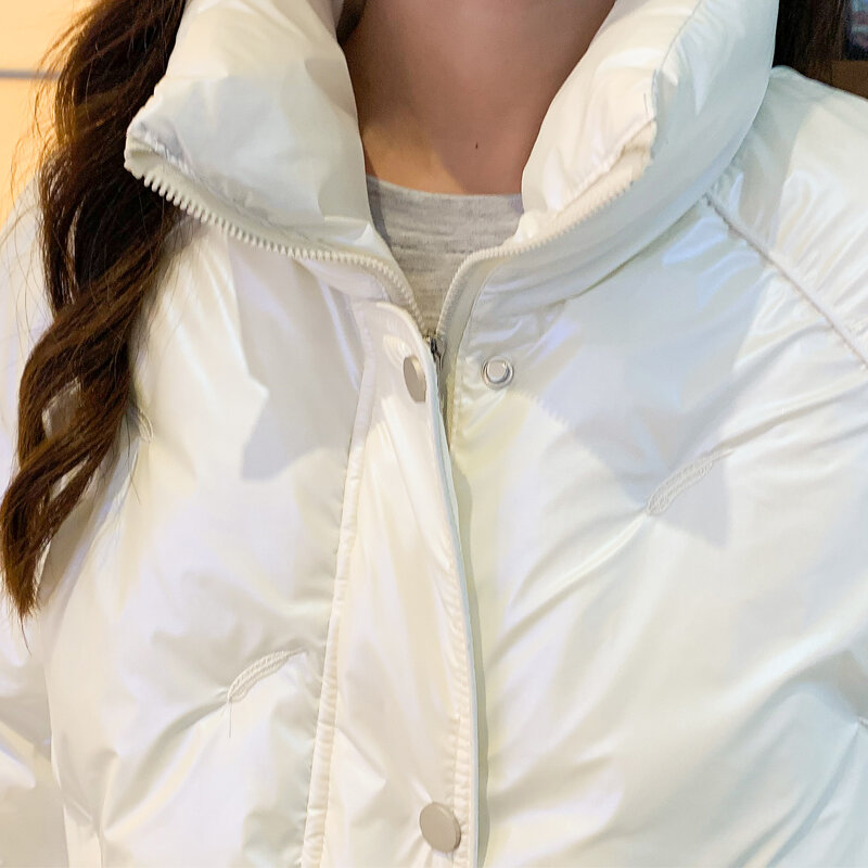 2021 new fashion disposable bright face jacket women's winter jacket thickened warmth Thin women's plus size long-sleeved parka