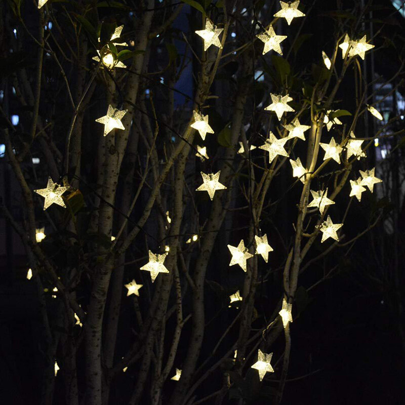 الشمسية LED ستار سلسلة أضواء في الهواء الطلق الجنية جارلاند مصباح مهرجان الفن الديكور الاطفال نوم حفلة السنة الجديدة عيد الميلاد زخرفة
