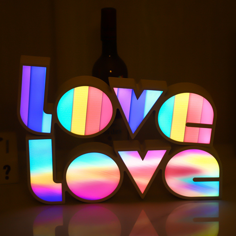 الحب LED رسالة مصباح الزفاف رومانسية ثلاثية الأبعاد أضواء ليلية زخرفة عيد الحب هدايا عيد ميلاد ديكور عيد الميلاد الديكور للمنزل