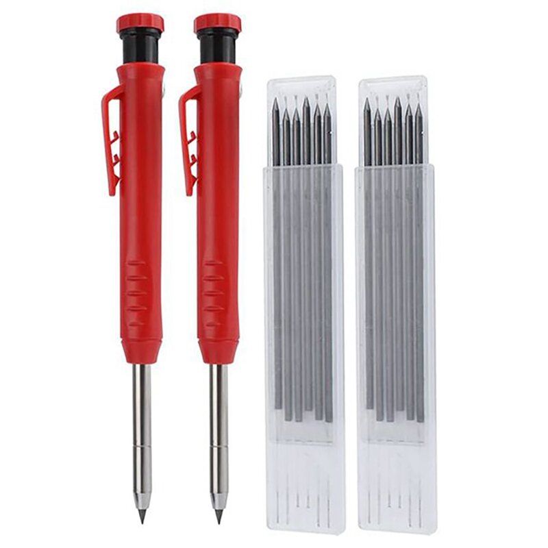 2 قطعة أقلام نجار ، أقلام البناء مع 12 قطعة عبوات ، يؤدي أقلام رصاص مهندس ميكانيكي