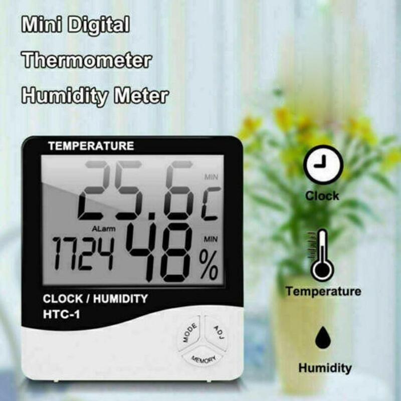 أبيض Lcd ميزان الحرارة الرقمي والرطوبة داخلي في الهواء الطلق عالية الدقة ميزان الحرارة الرطوبة C/F مع وظيفة ساعة تنبيه
