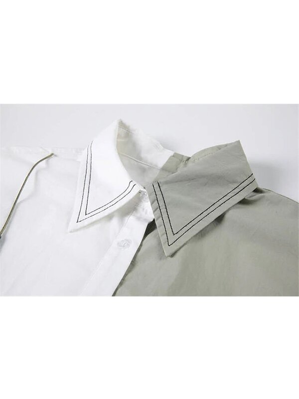 قميص عصري أنيق بتصميم كوري 2022 ملابس نسائية ربيعية غير منتظمة مرقعة بلوزة ذات قصة واحدة
