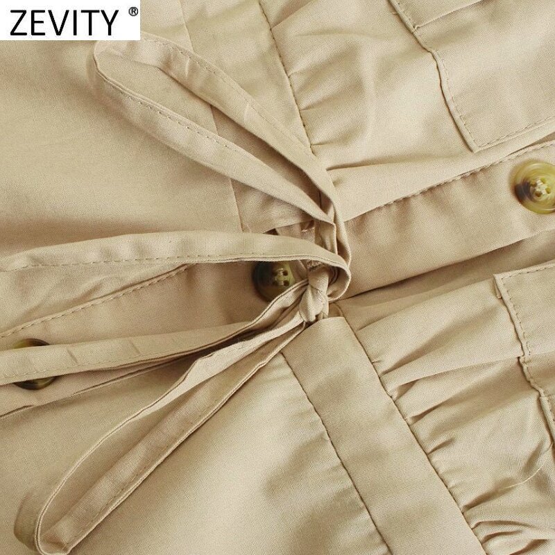 جديد من Zevity ملابس نسائية أنيقة بجيوب مزدوجة مع حزام مطاطي للخصر بحمالات بنطلون أنيق للسيدات ملابس عملية غير رسمية DS8308