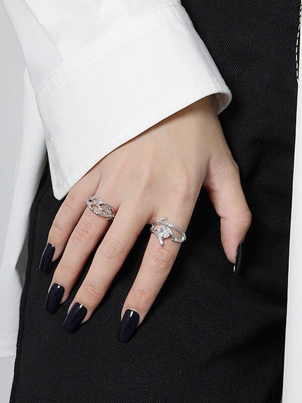 خاتم نسائي من الفضة الإسترليني 925 بتصميم متفرع من الخيرزان من S'STEEL خاتم نسائي فاخر بتصميم عصري