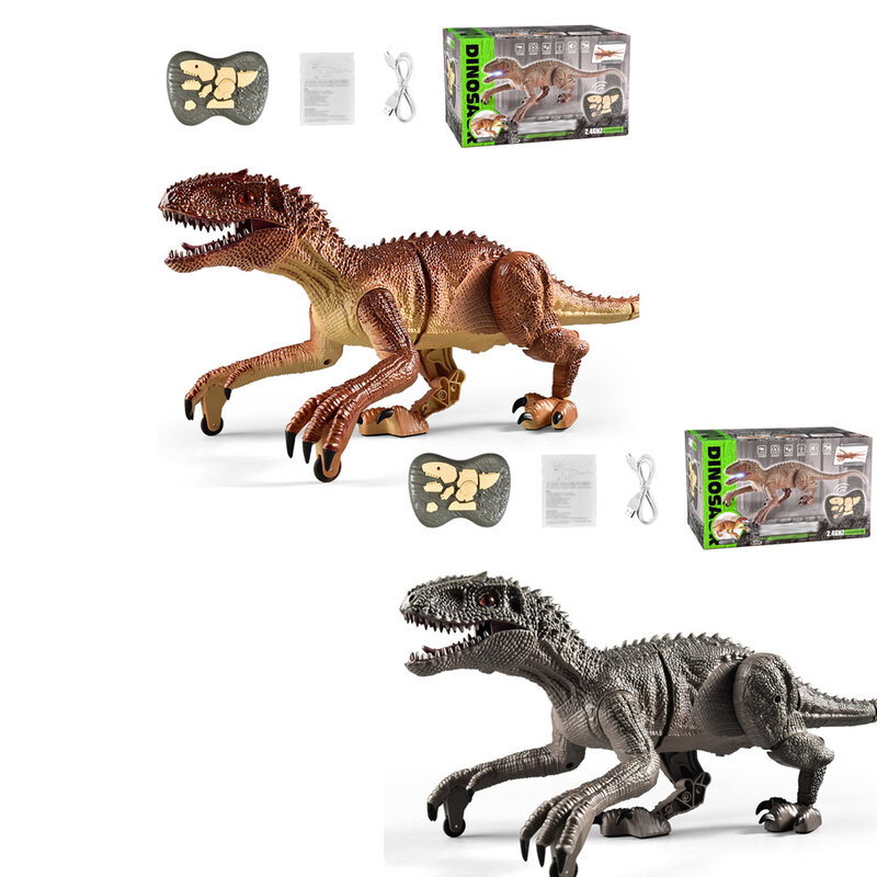 2.4G RC دمى الديناصور قنوات محاكاة Velociraptor لعبة 1200mAh USB قابلة للشحن المشي ديناصور ألعاب روبوتية LED أضواء