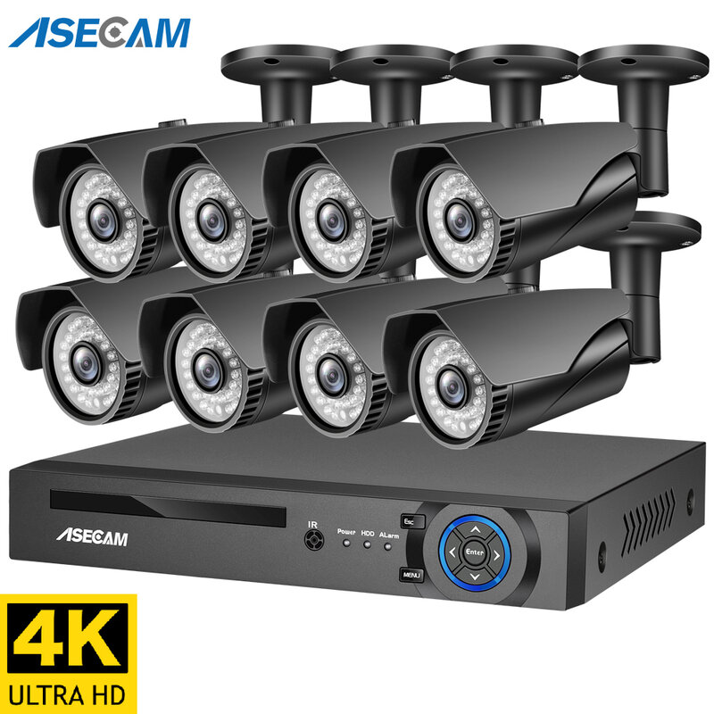 4K مراقبة نظام الكاميرا 8MP H.265 POE NVR CCTV تسجيل الفيديو في الهواء الطلق مانعة لتسرب الماء طقم كاميرا الأمن