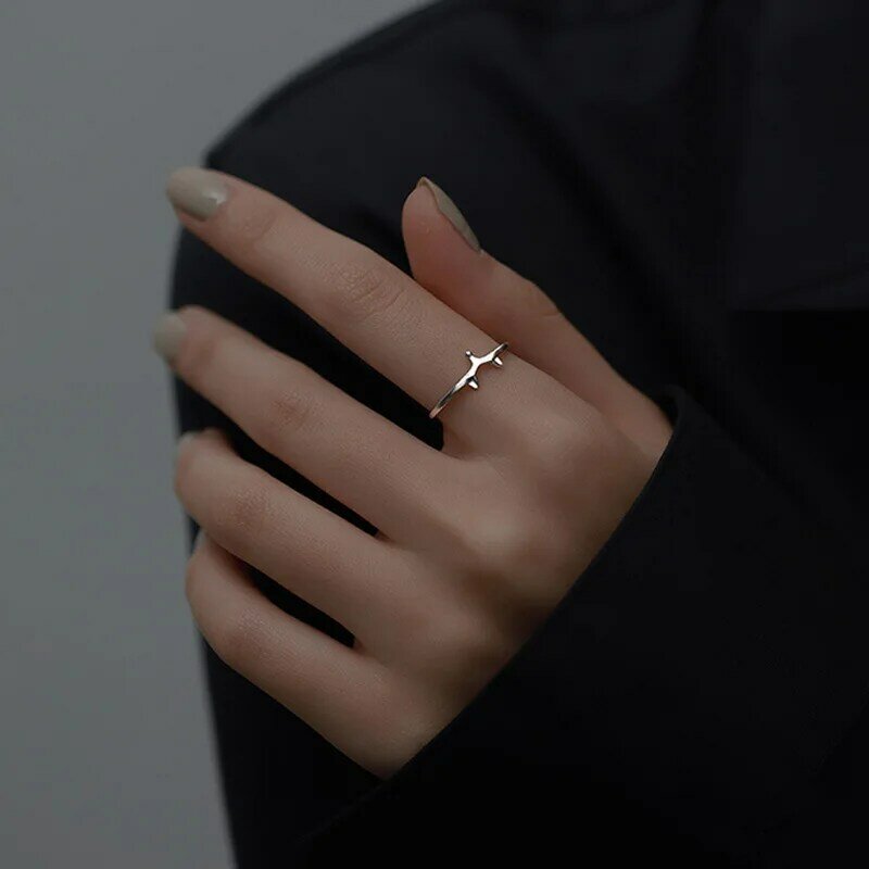 خاتم VENTFILLE من الفضة الإسترليني عيار 925 للنساء بتصميم شخصية عصرية بفتحة على شكل السبابة قابل للتعديل مجوهرات للحفلات موديل 2021
