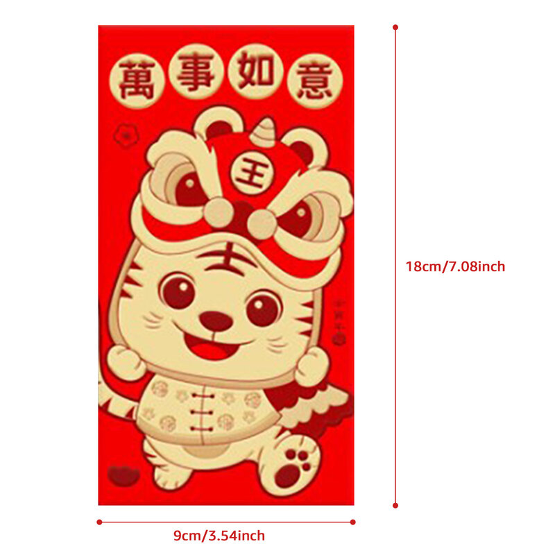 6 قطعة 2022 السنة الصينية الجديدة الأحمر الأظرف الكرتون النمر هونغباو الربيع مهرجان المال جيوب الزفاف محظوظ الحزم شنطة هدايا