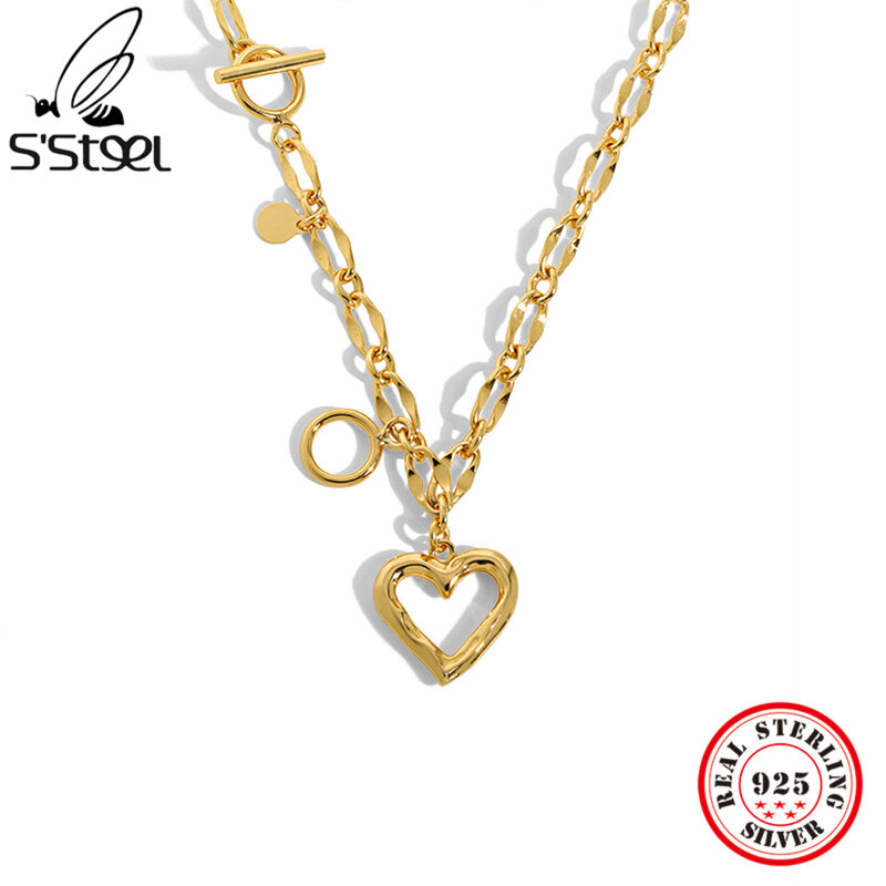 S'STEEL فضة 925 قلادة وقلادة هدية للنساء تصميم الحد الأدنى سلسلة الفضة الهندسة اكسسوارات غرامة مجوهرات