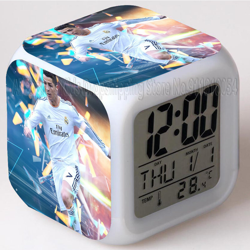حار كريستيانو رونالدو ساعة تنبيه CR7 LED الرقمية بنين بنات أطفال هدية كرة القدم ستار نمط ساعة الأطفال هدية