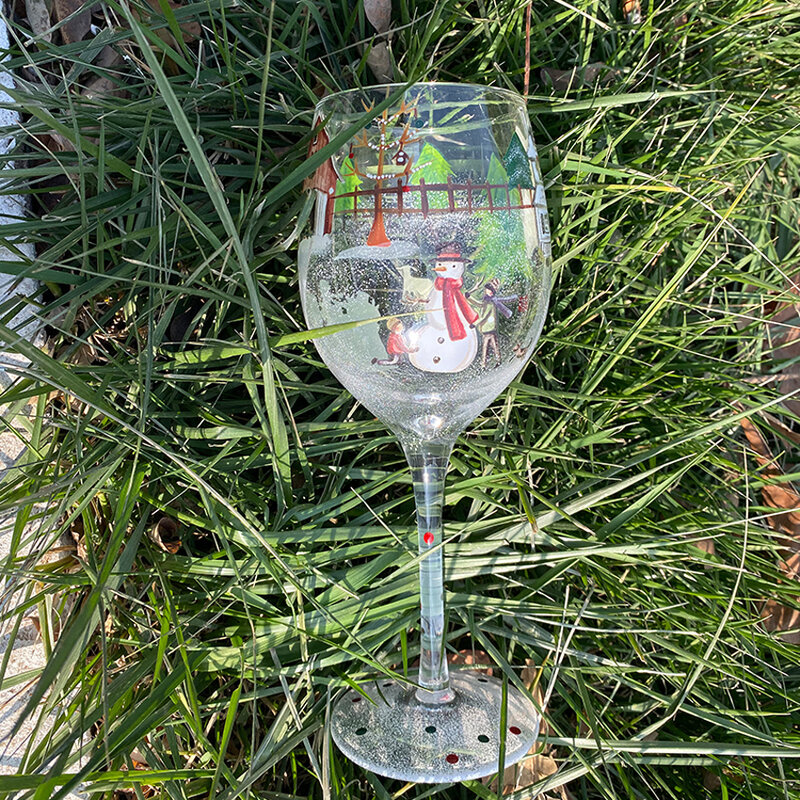 عيد الميلاد موضوع رسمت باليد كوب نبيذ زجاجي كأس الشمبانيا الناي الزجاج كريستال أكواب الإبداعية شريط المنزل فندق الطرف الشرب