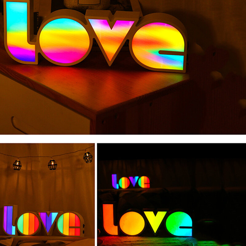 الحب الملونة LED صندوق ليلة ضوء التدريب اللون الحب ديكور غرفة نوم مصابيح مزدوجة بالطاقة داخلي عيد الميلاد الزفاف مصباح للزينة