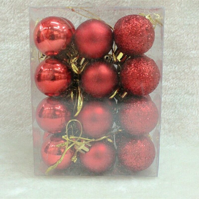 24 قطعة عيد الميلاد كرة زينة 3 سنتيمتر شاتيربروف عيد الميلاد الحلي شجرة عيد الميلاد قلادة عيد الميلاد الكرة هدية مجموعة صناديق