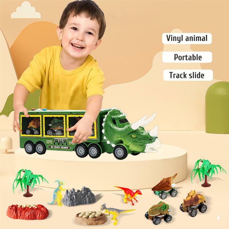 ديناصور النقل سيارة الناقل شاحنة المدمج في الموسيقى الإضاءة مع دينو الاحتكاك بالطاقة سيارات لعب ألعاب تعليمية للأطفال هدية