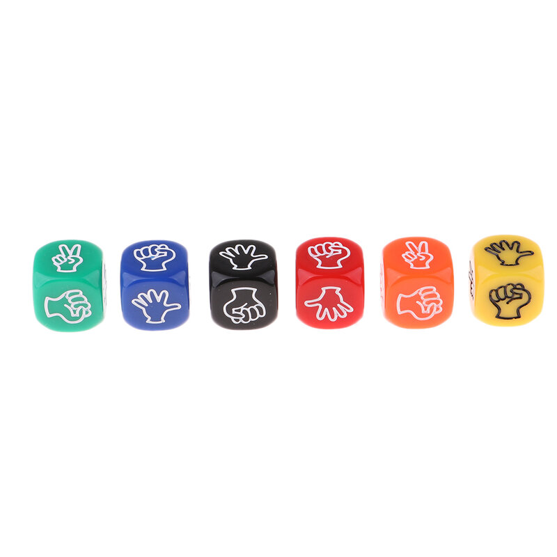 6 قطعة الصخور مقص ورقة النرد حزب نادي لعبة هدايا ستة الوجهين متعدد الألوان النردات للبالغين أطفال ألعاب