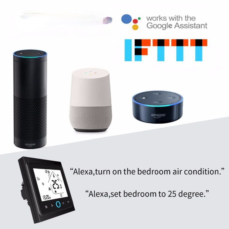 ترموستات ذكي WIFI للتحكم في درجة الحرارة, تدفئة الأرضية كهربياً/ بالماء، غلاية ماء/غاز، يعمل مع Alexa Google Home