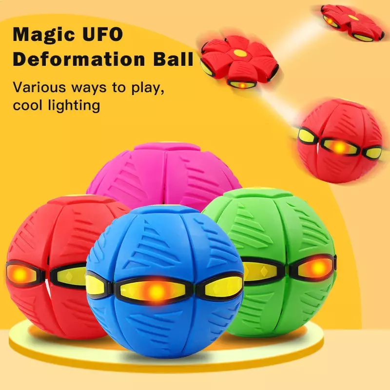 تحلق الكرة UFO شقة رمي القرص الكرة مع مصباح ليد لعبة أطفال في الهواء الطلق حديقة كرة السلة لعبة رمي UFO القرص كرات لعب رياضية هدية