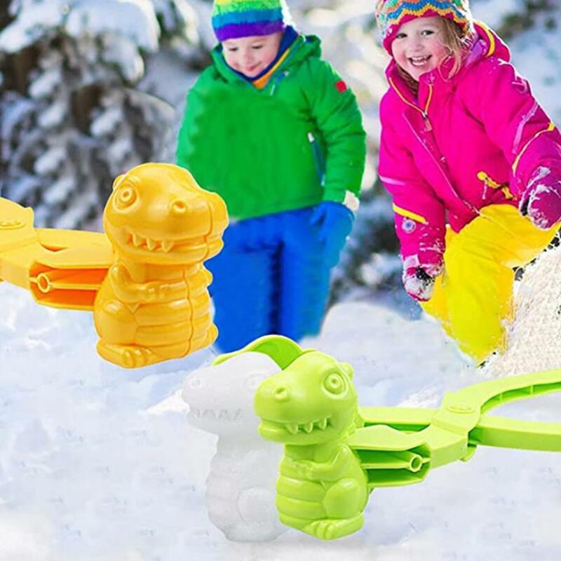 1 قطعة الملونة ديناصور كرة الثلج صانع كليب الإبداعية في الهواء الطلق الشتاء الرمال أدوات قولبة ألعاب ترفيهية في الهواء الطلق