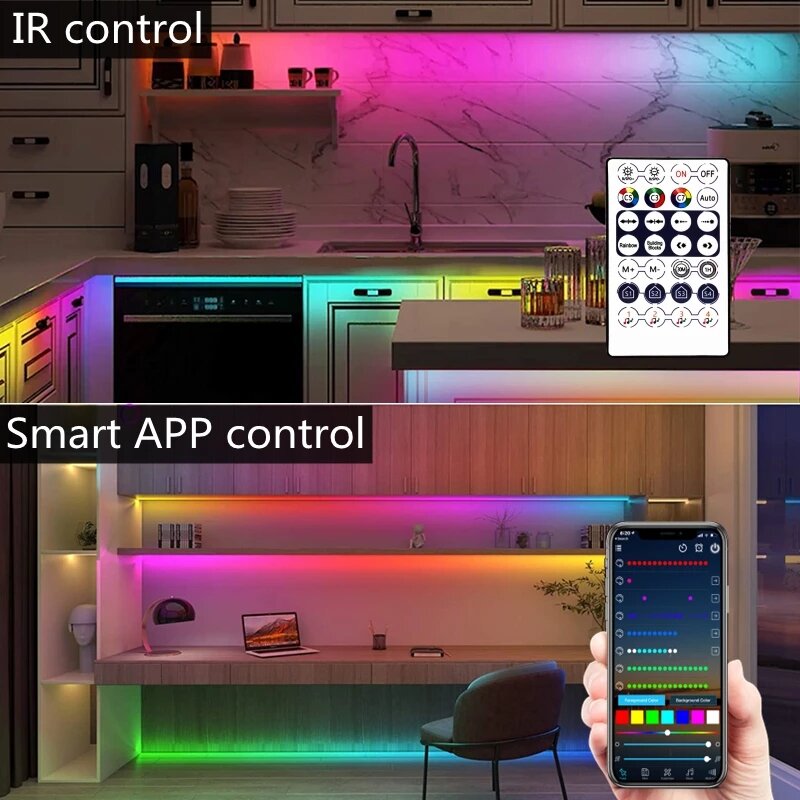 شريط مصابيح Led RGB 5050 RGBIC WS2812B Bluetooth 1-30 متر USB 5 فولت صمام ثنائي مرن قابل للعنونة فردي لغرفة النوم في حفلات العطلات