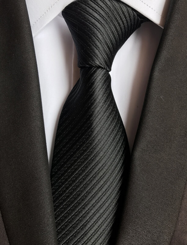 ربطة عنق رجالية سوداء سادة ، ربطة عنق كلاسيكية مخططة ، للعمل ، 8 سنتيمتر