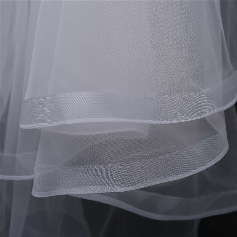 بسيطة 2 طبقات النساء الفتيات قصيرة الحجاب الزفاف العاج الأبيض تول الحجاب الزفاف اكسسوارات الزواج مع مشط