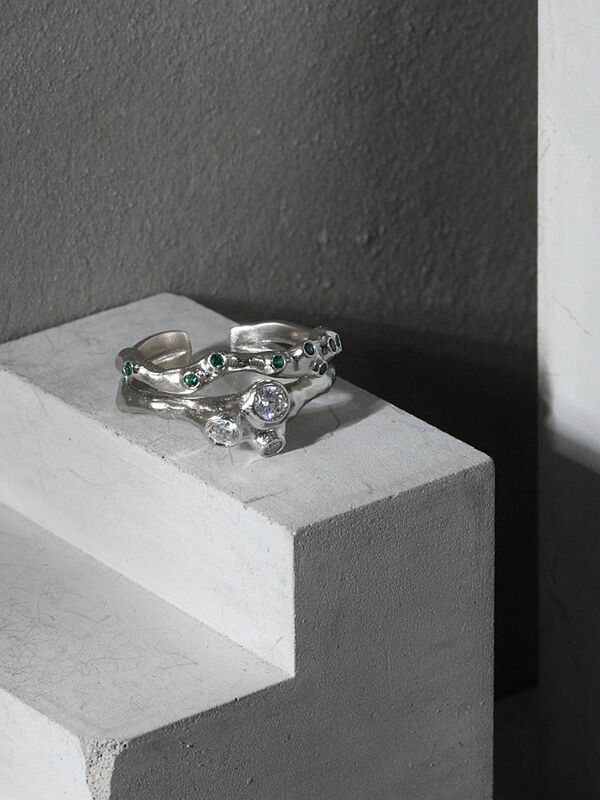 خاتم نسائي مصنوع يدويًا من الفضة الإسترليني S'STEEL عيار 925 بتصميم غير منتظم مزين بمادة الزركونيت يصلح للنساء مجوهرات راقية موديل بوهيمي 2021